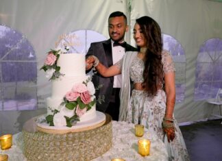 Glen Ellen Farm Fusion Wedding | Kinjel & Sam | Hindu Reception Cake Cutting