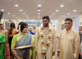Sri Guruvaayoorappan Temple Morganville NJ South Indian Wedding | Natasha & Shekar | Groom Entrance