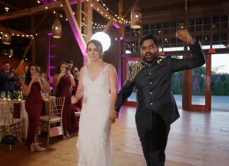 Riverside on the Potomac Leesburg VA Fusion Wedding | Beverly & Jayanth | Reception Grand Entrance