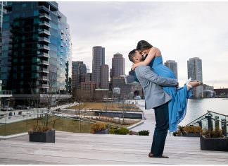 Boston Commons Seaport Boston Massachusetts Engagement Shoot | Sonia & Avinash