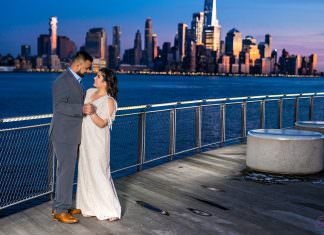 Pier at Hoboken NJ Engagement Shoot | Zalak & Parag
